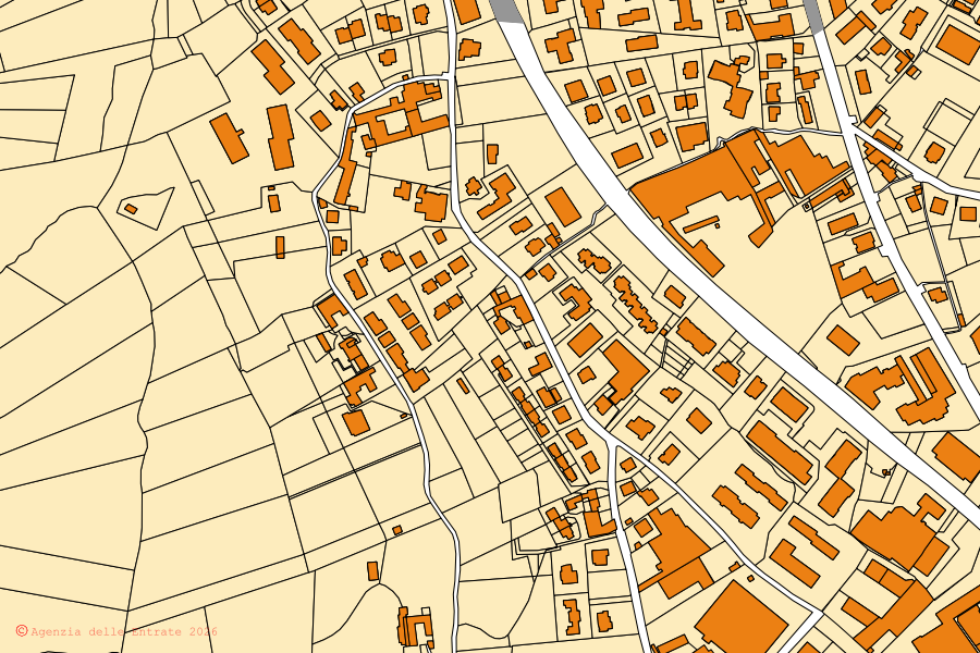Cadastral map of the centre of Olginate: parcels and buildings, Agenzia delle Entrate cartography