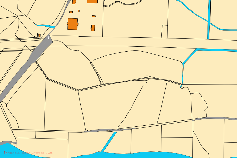 Cadastral map of the centre of Oristano: parcels and buildings, Agenzia delle Entrate cartography