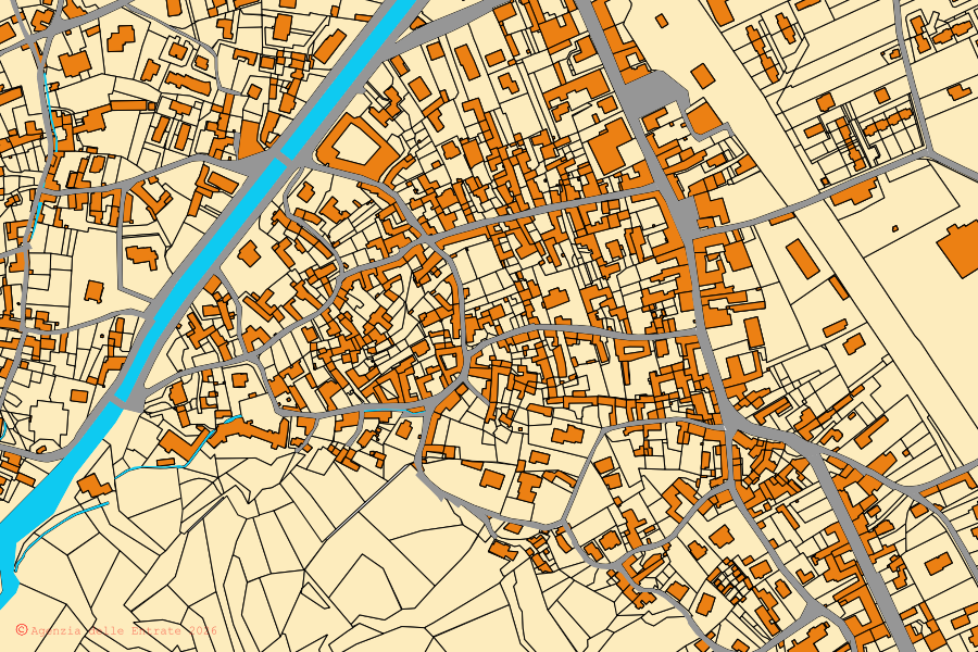 Cadastral map of the centre of Ornavasso: parcels and buildings, Agenzia delle Entrate cartography