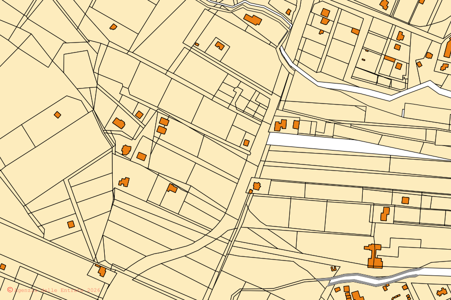 Cadastral map of the centre of Orosei: parcels and buildings, Agenzia delle Entrate cartography