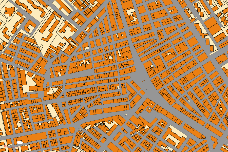 Cadastral map of the centre of Orta Nova: parcels and buildings, Agenzia delle Entrate cartography