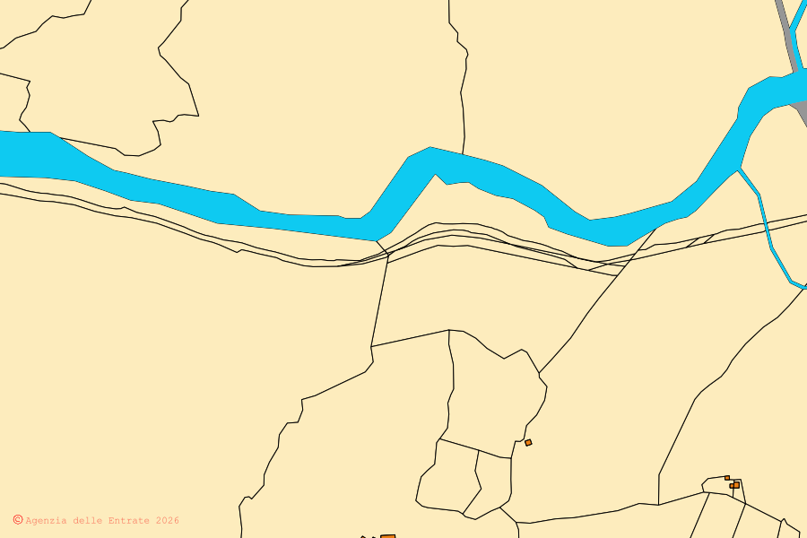 Cadastral map of the centre of Osidda: parcels and buildings, Agenzia delle Entrate cartography
