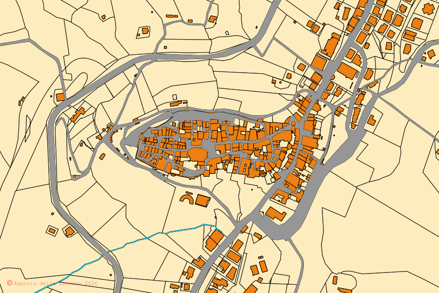Cadastral map of the centre of Otricoli: parcels and buildings, Agenzia delle Entrate cartography