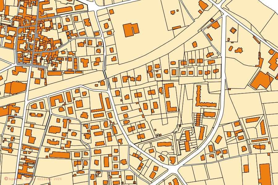 Cadastral map of the centre of Paderno d'Adda: parcels and buildings, Agenzia delle Entrate cartography