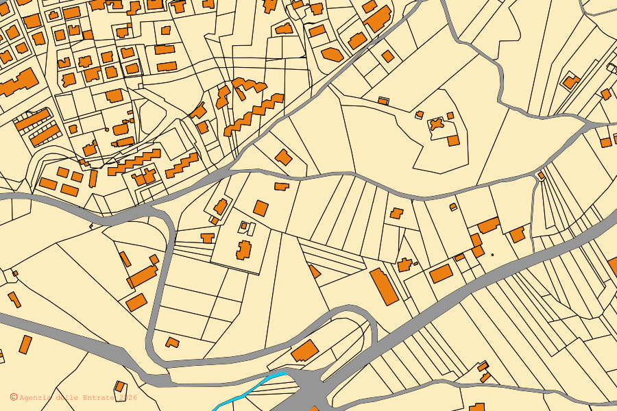 Cadastral map of the centre of Paduli: parcels and buildings, Agenzia delle Entrate cartography