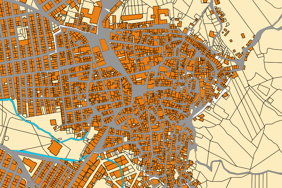 Cadastral map of the centre of Palagonia: parcels and buildings, Agenzia delle Entrate cartography