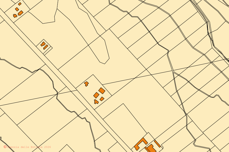 Cadastral map of the centre of Palmas Arborea: parcels and buildings, Agenzia delle Entrate cartography