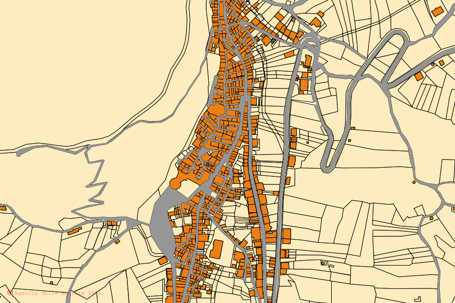 Cadastral map of the centre of Palmoli: parcels and buildings, Agenzia delle Entrate cartography