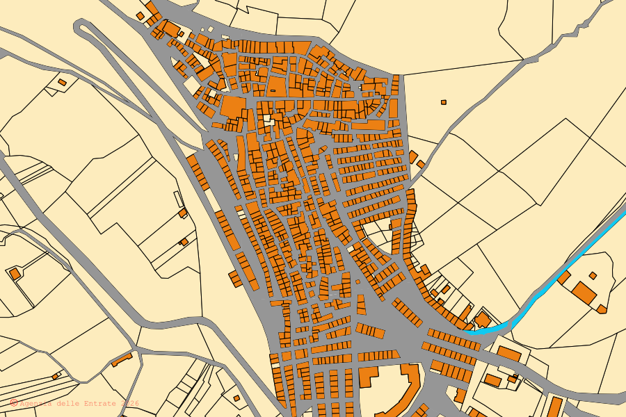 Cadastral map of the centre of Panni: parcels and buildings, Agenzia delle Entrate cartography
