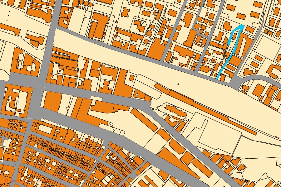 Cadastral map of the centre of Parma: parcels and buildings, Agenzia delle Entrate cartography