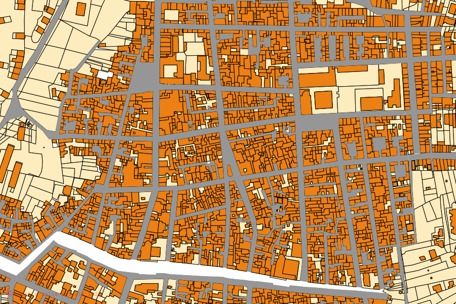 Cadastral map of the centre of Partanna: parcels and buildings, Agenzia delle Entrate cartography