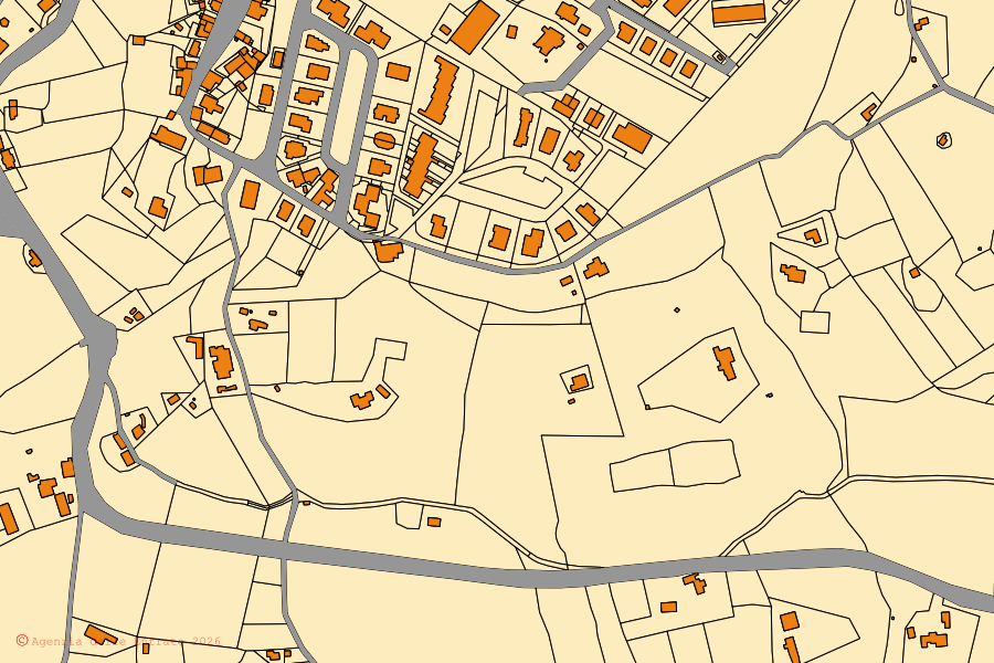 Cadastral map of the centre of Penna in Teverina: parcels and buildings, Agenzia delle Entrate cartography