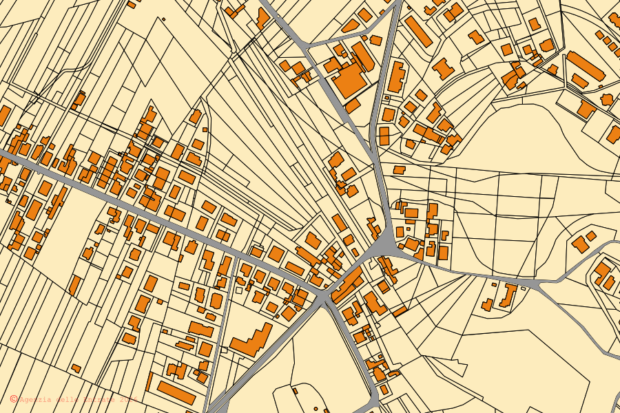 Cadastral map of the centre of Pescara: parcels and buildings, Agenzia delle Entrate cartography