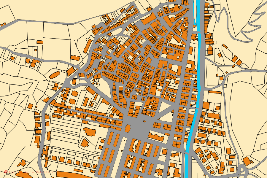 Cadastral map of the centre of Pescasseroli: parcels and buildings, Agenzia delle Entrate cartography