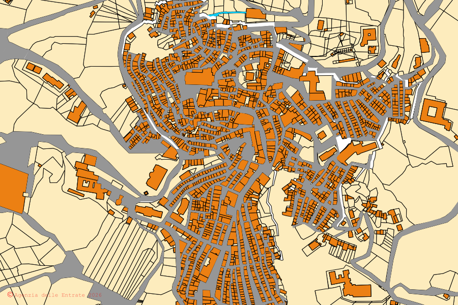 Cadastral map of the centre of Petralia Sottana: parcels and buildings, Agenzia delle Entrate cartography