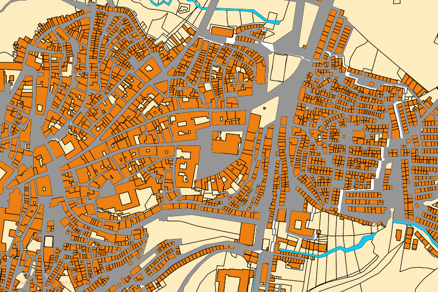 Cadastral map of the centre of Piazza Armerina: parcels and buildings, Agenzia delle Entrate cartography