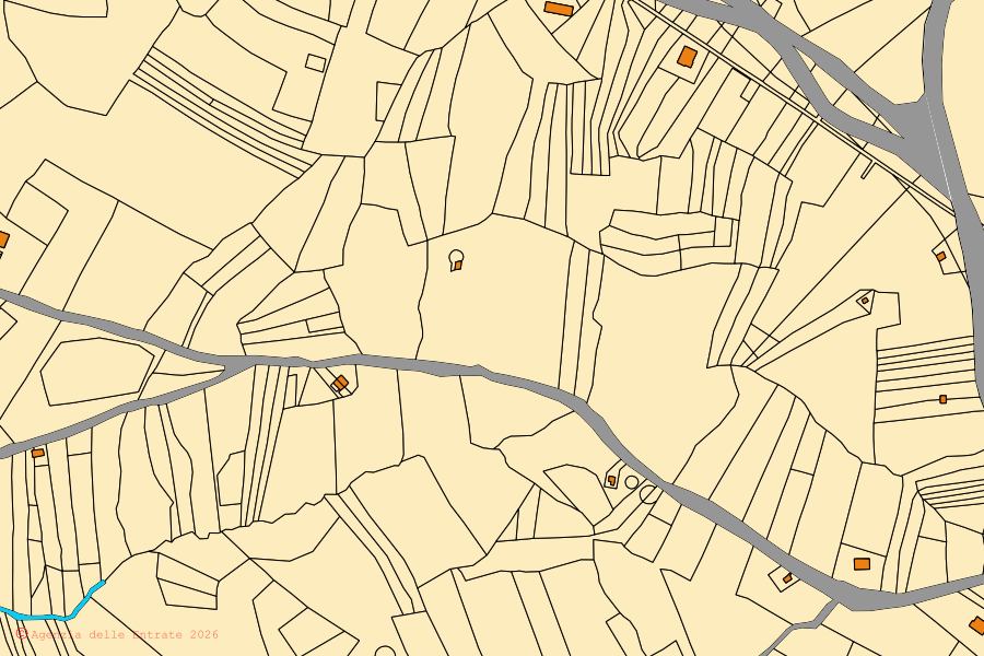 Cadastral map of the centre of Pietracupa: parcels and buildings, Agenzia delle Entrate cartography