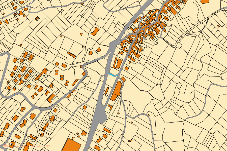Cadastral map of the centre of Pisano: parcels and buildings, Agenzia delle Entrate cartography