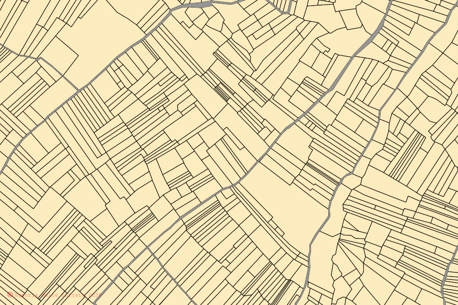 Cadastral map of the centre of Poggio Picenze: parcels and buildings, Agenzia delle Entrate cartography