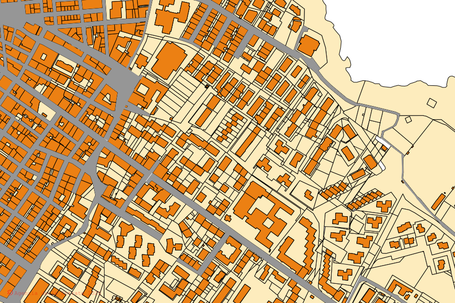 Cadastral map of the centre of Polignano a Mare: parcels and buildings, Agenzia delle Entrate cartography