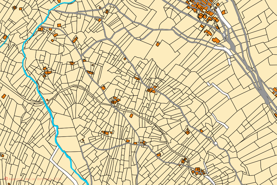 Cadastral map of the centre of Ponte in Valtellina: parcels and buildings, Agenzia delle Entrate cartography