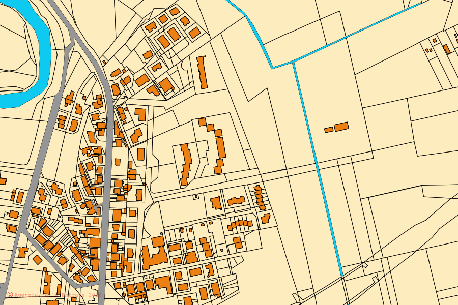 Cadastral map of the centre of Pontedera: parcels and buildings, Agenzia delle Entrate cartography