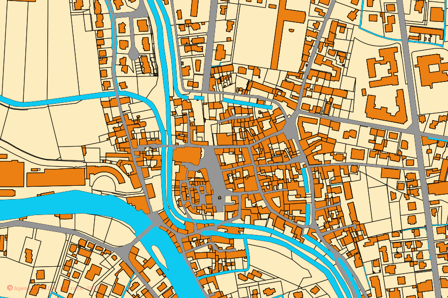 Cadastral map of the centre of Pontoglio: parcels and buildings, Agenzia delle Entrate cartography
