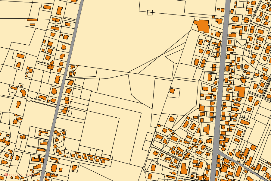 Cadastral map of the centre of Porto Viro: parcels and buildings, Agenzia delle Entrate cartography