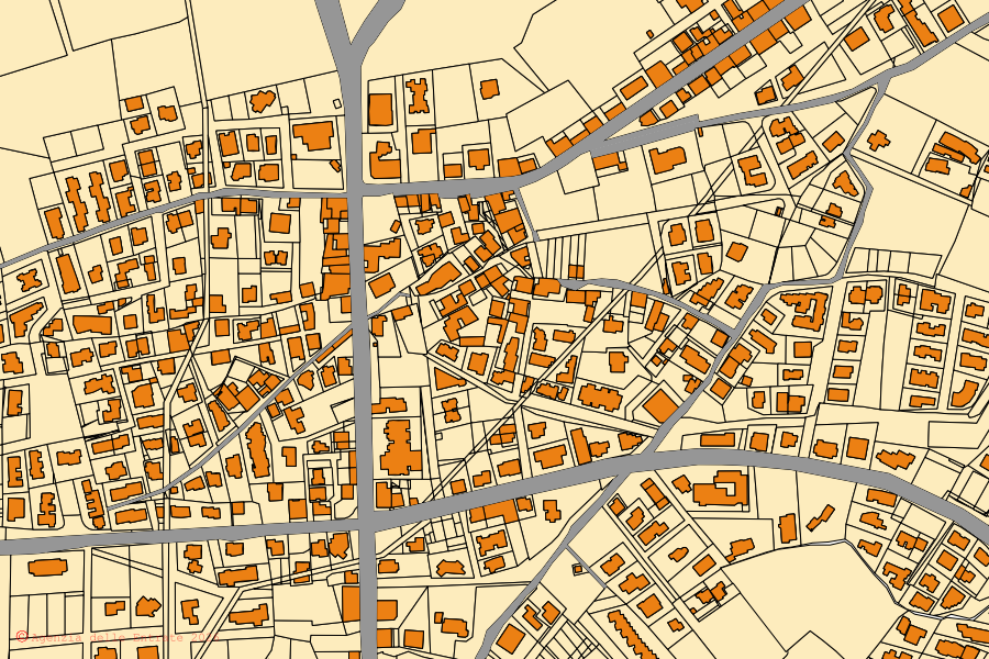Cadastral map of the centre of Posada: parcels and buildings, Agenzia delle Entrate cartography