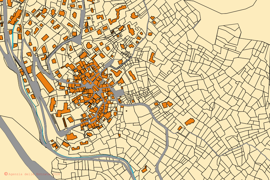 Cadastral map of the centre of Pré-Saint-Didier: parcels and buildings, Agenzia delle Entrate cartography