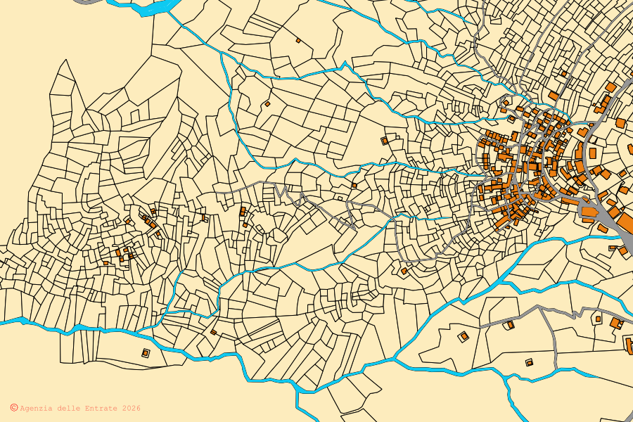 Cadastral map of the centre of Premeno: parcels and buildings, Agenzia delle Entrate cartography