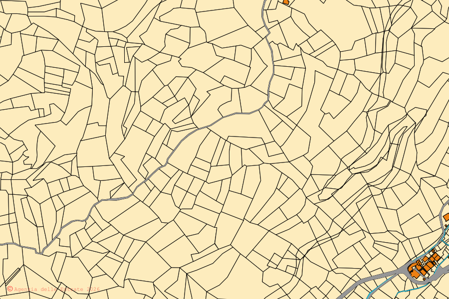 Cadastral map of the centre of Quart: parcels and buildings, Agenzia delle Entrate cartography