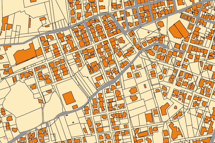 Cadastral map of the centre of Racale: parcels and buildings, Agenzia delle Entrate cartography