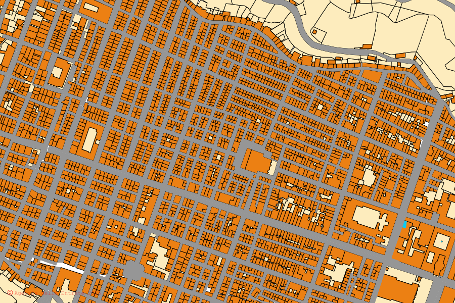 Cadastral map of the centre of Ragusa: parcels and buildings, Agenzia delle Entrate cartography