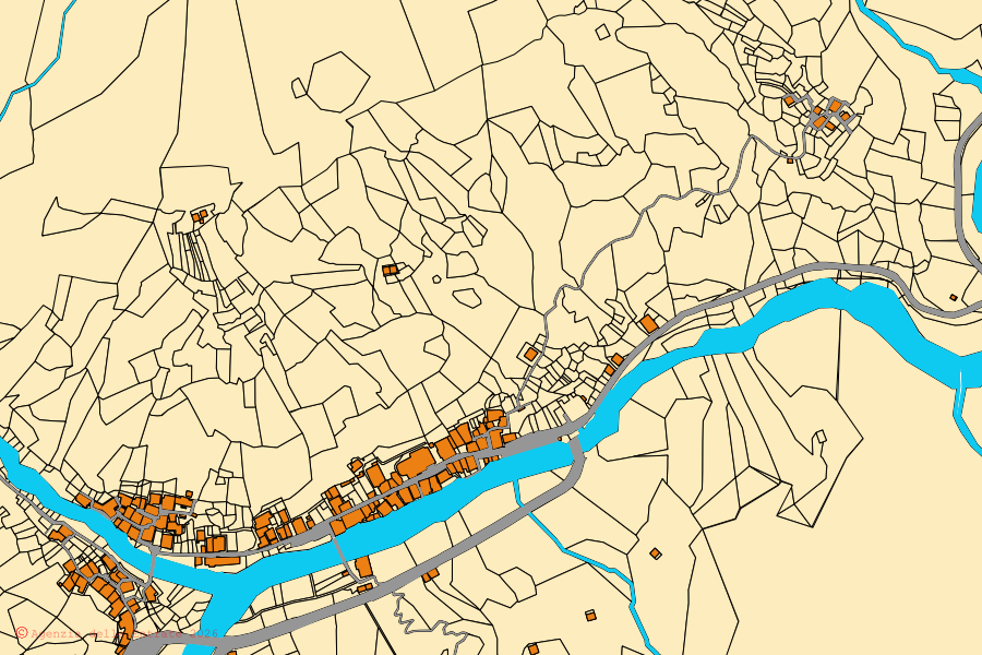 Cadastral map of the centre of Rassa: parcels and buildings, Agenzia delle Entrate cartography