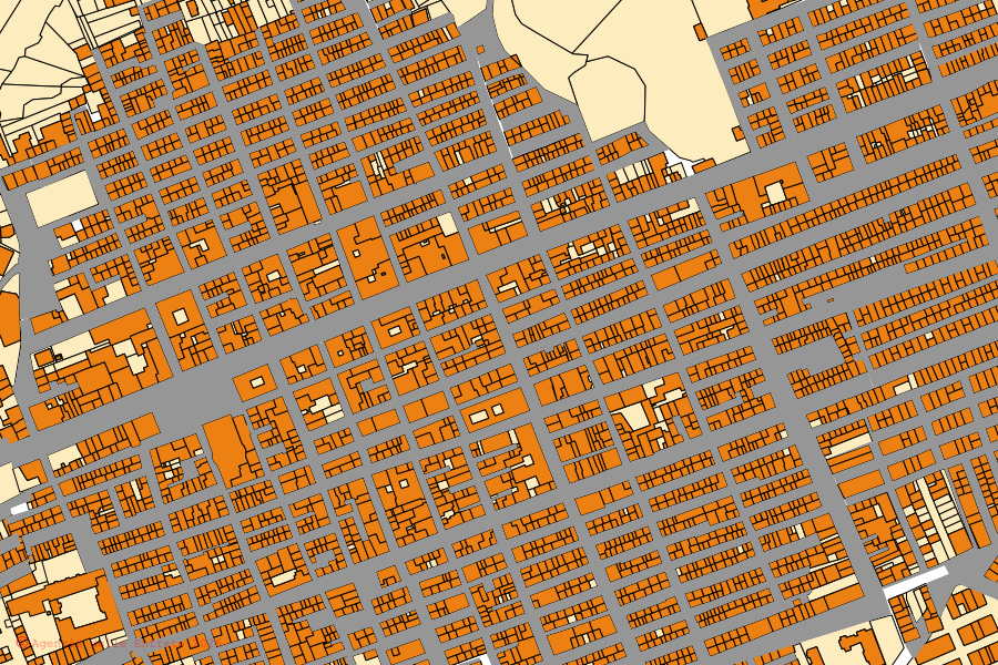 Cadastral map of the centre of Ribera: parcels and buildings, Agenzia delle Entrate cartography