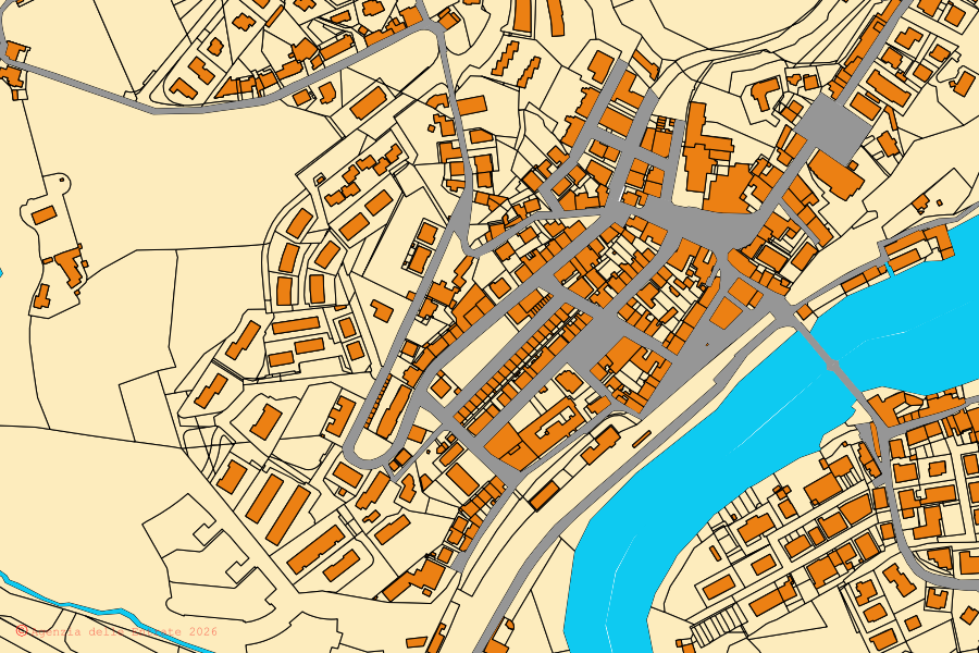 Cadastral map of the centre of Rignano sull'Arno: parcels and buildings, Agenzia delle Entrate cartography