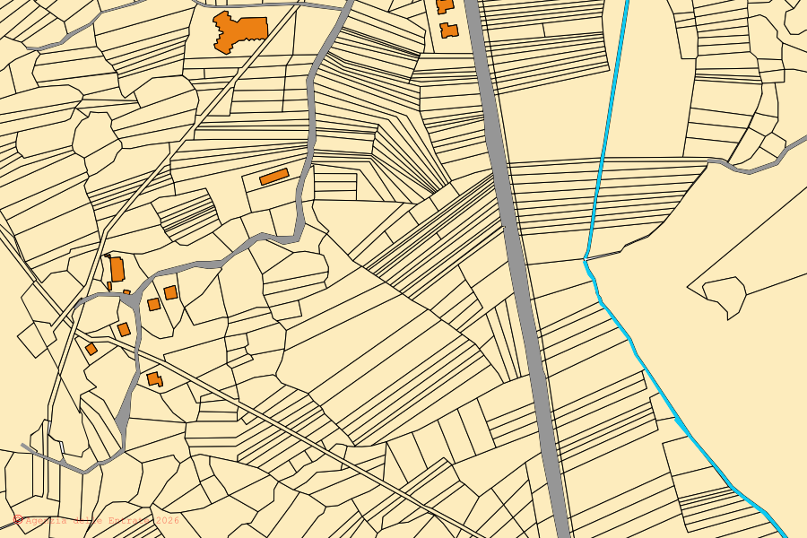 Cadastral map of the centre of Rocca di Mezzo: parcels and buildings, Agenzia delle Entrate cartography
