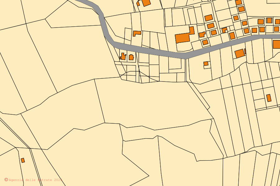 Cadastral map of the centre of Roccabernarda: parcels and buildings, Agenzia delle Entrate cartography