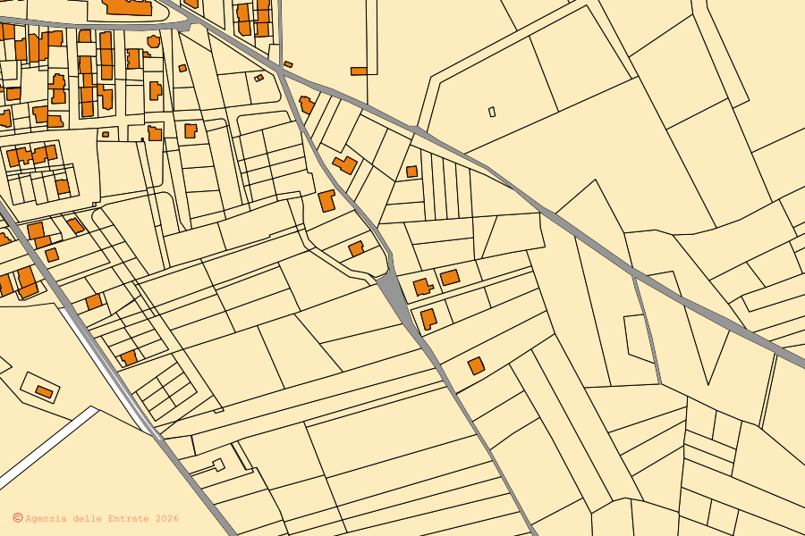 Cadastral map of the centre of Roccaforzata: parcels and buildings, Agenzia delle Entrate cartography