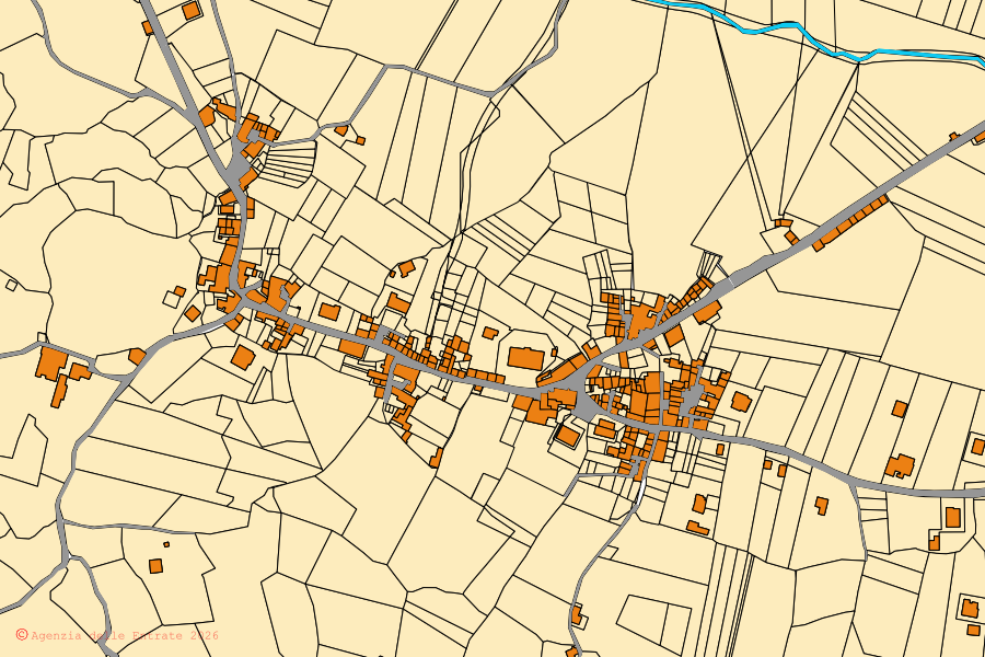 Cadastral map of the centre of Roccaromana: parcels and buildings, Agenzia delle Entrate cartography
