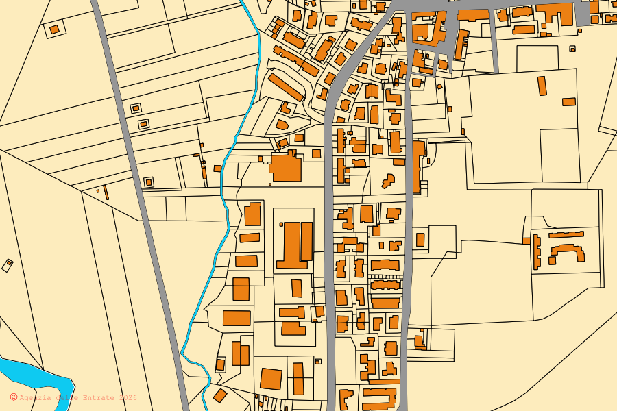 Cadastral map of the centre of Roccastrada: parcels and buildings, Agenzia delle Entrate cartography