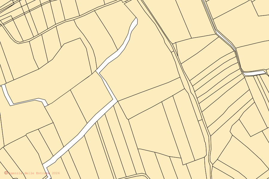 Cadastral map of the centre of Romans d'Isonzo: parcels and buildings, Agenzia delle Entrate cartography