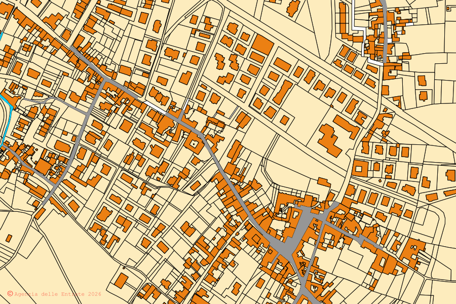 Cadastral map of the centre of Rotondi: parcels and buildings, Agenzia delle Entrate cartography