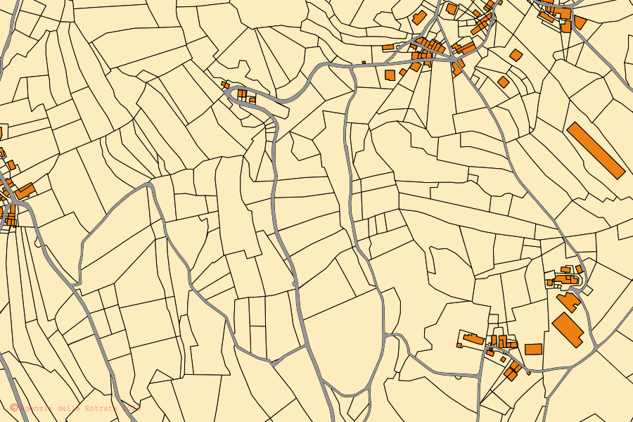 Cadastral map of the centre of Roverè Veronese: parcels and buildings, Agenzia delle Entrate cartography