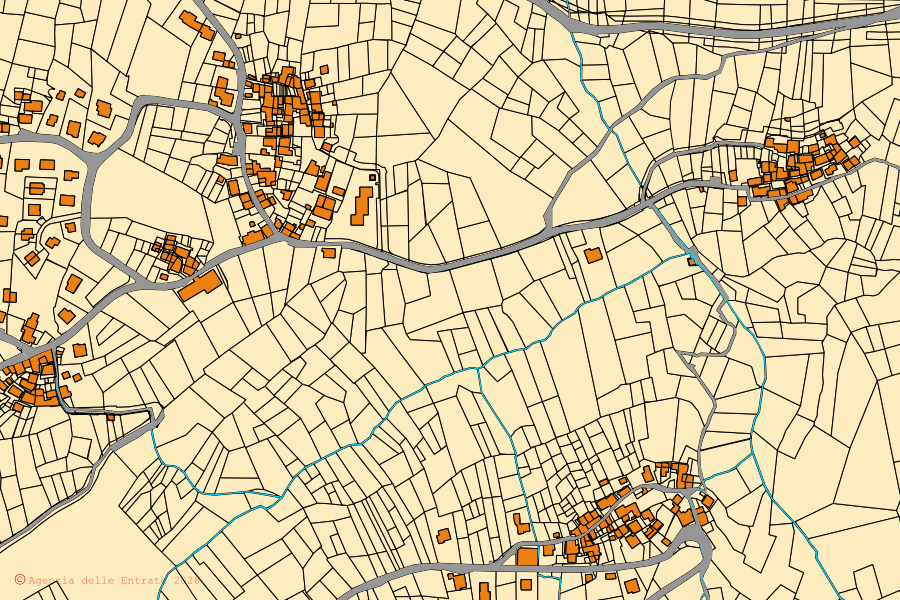 Cadastral map of the centre of Saint-Marcel: parcels and buildings, Agenzia delle Entrate cartography