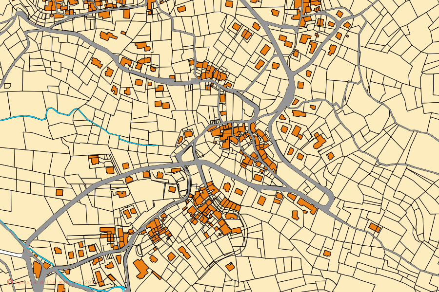 Cadastral map of the centre of Saint-Pierre: parcels and buildings, Agenzia delle Entrate cartography
