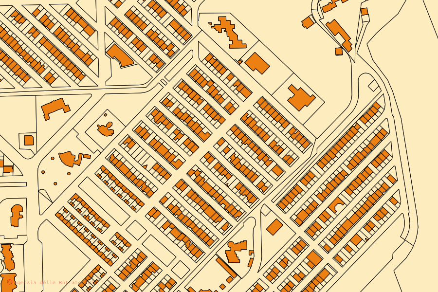 Cadastral map of the centre of Salaparuta: parcels and buildings, Agenzia delle Entrate cartography