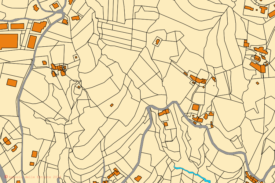 Cadastral map of the centre of Salcedo: parcels and buildings, Agenzia delle Entrate cartography