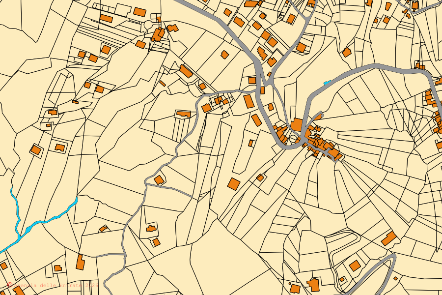 Cadastral map of the centre of Salerno: parcels and buildings, Agenzia delle Entrate cartography